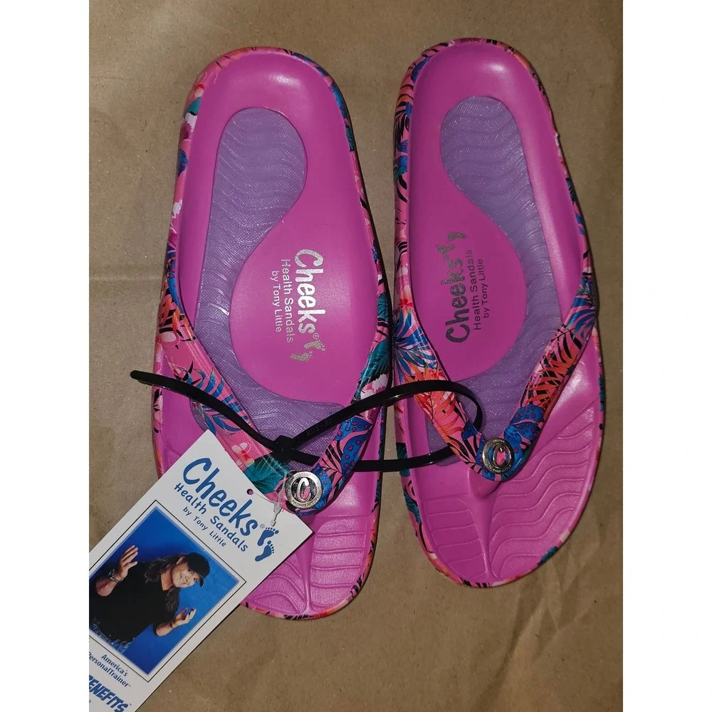 NWT Tony Little Cheeks Womens Pink Floral Health Sandals 7
